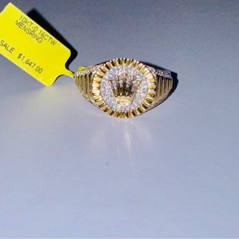 10k Solid Gold Real Diamond Mens Ring, Luxury Crown Ring, FREE APPRAISAL, SALE! - Picture 8 of 8
